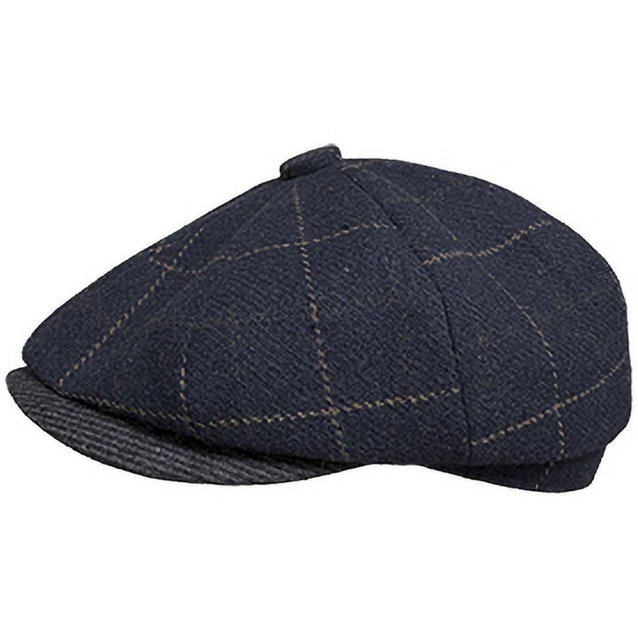 8 Quarter Navy Plaid Bernie Cap