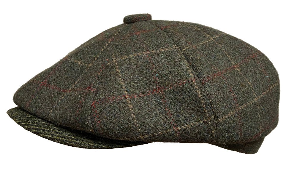 8 Quarter Olive Plaid Bernie Cap