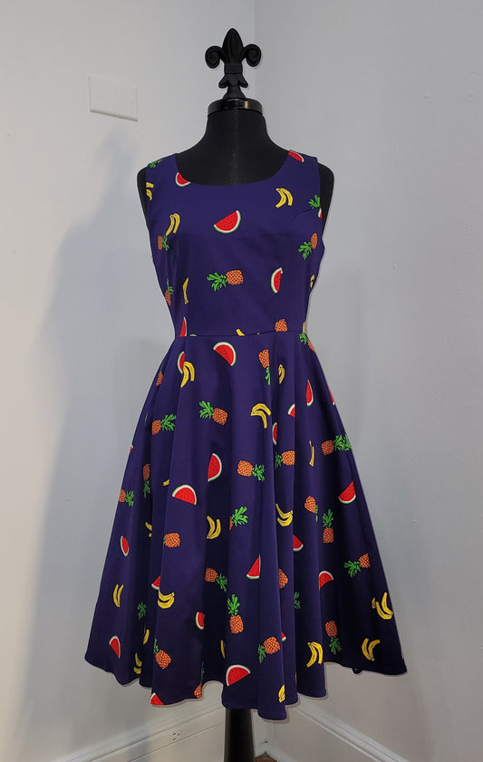 Purple Fruit Swing Dress