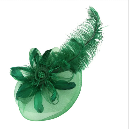 Large Peacock Feather Rose Fascinator