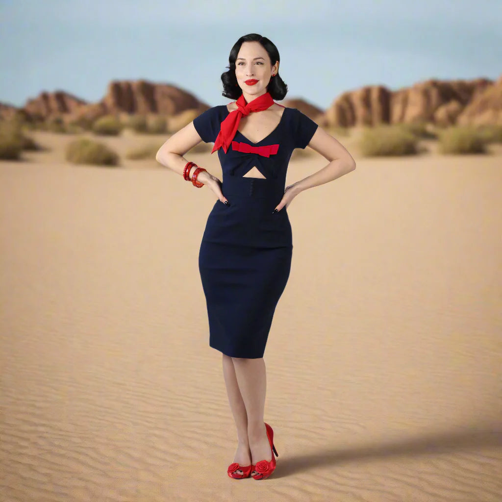 Shame Pencil Dress - Navy