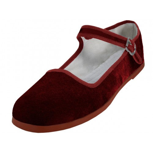 Velvet Classic Mary Jane -Burgundy