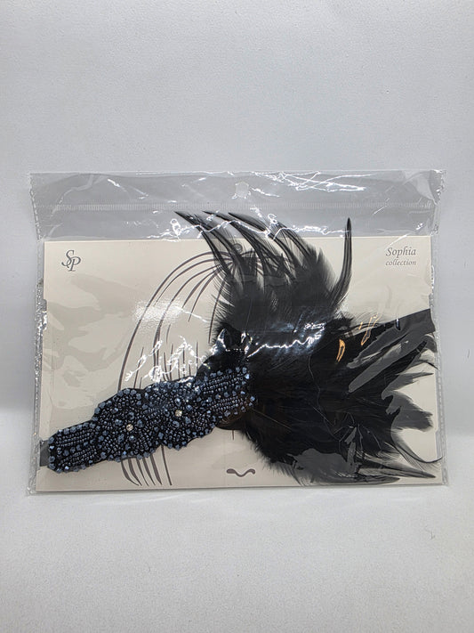 Dancer Beaded Gatsby Feather - Black
