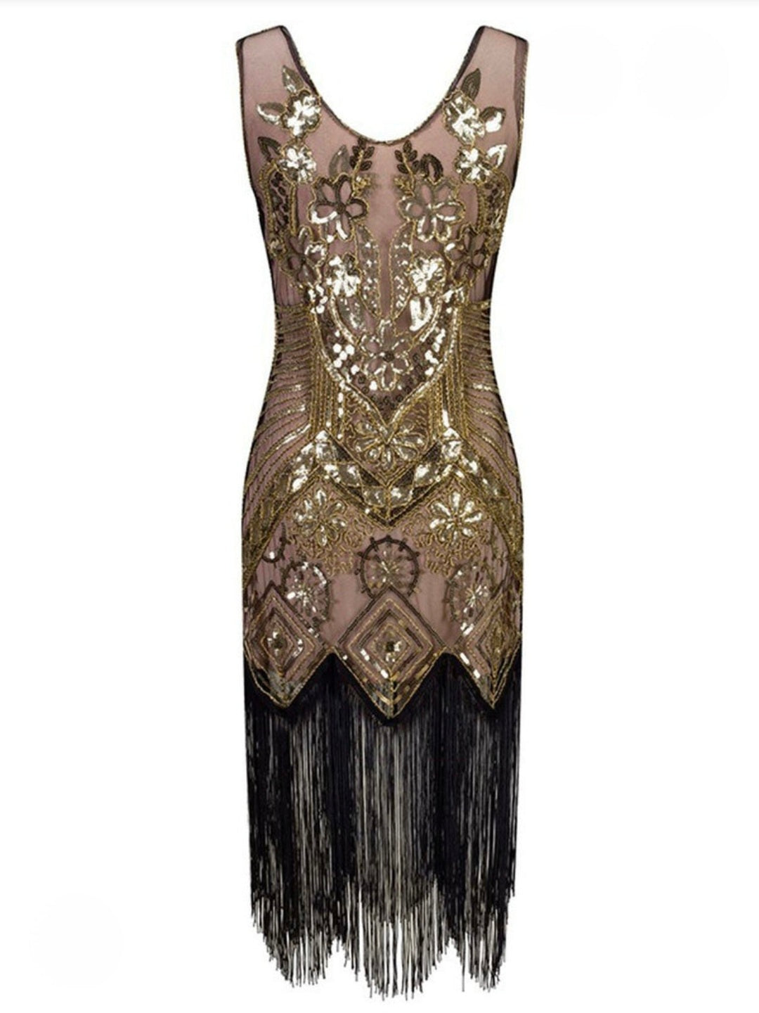 slim fit dress slacks 1920's Floral Beaded Flapper Dress