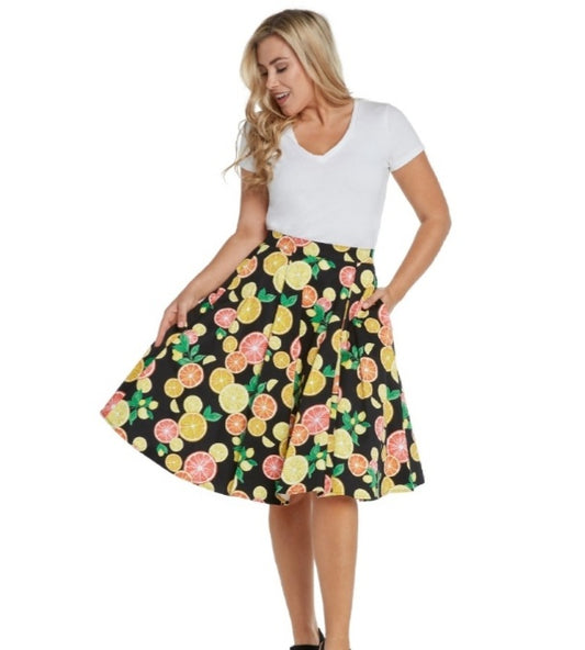 Black Citrus Swing Skirt