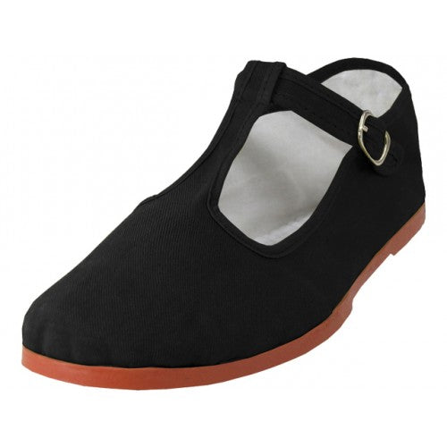 All Cotton T-Strap Mary Jane - Black
