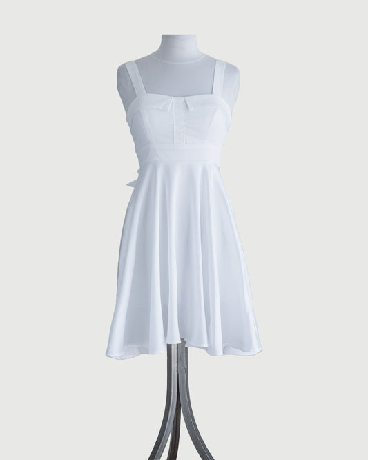Fold Over Dress - Solid White