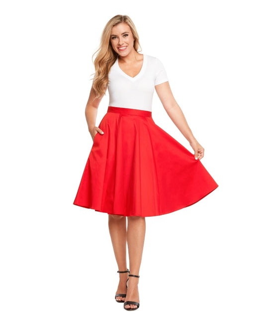 Solid Red Swing Skirt