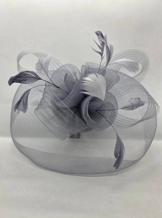 Derby Mesh Flower Feathers Fascinator